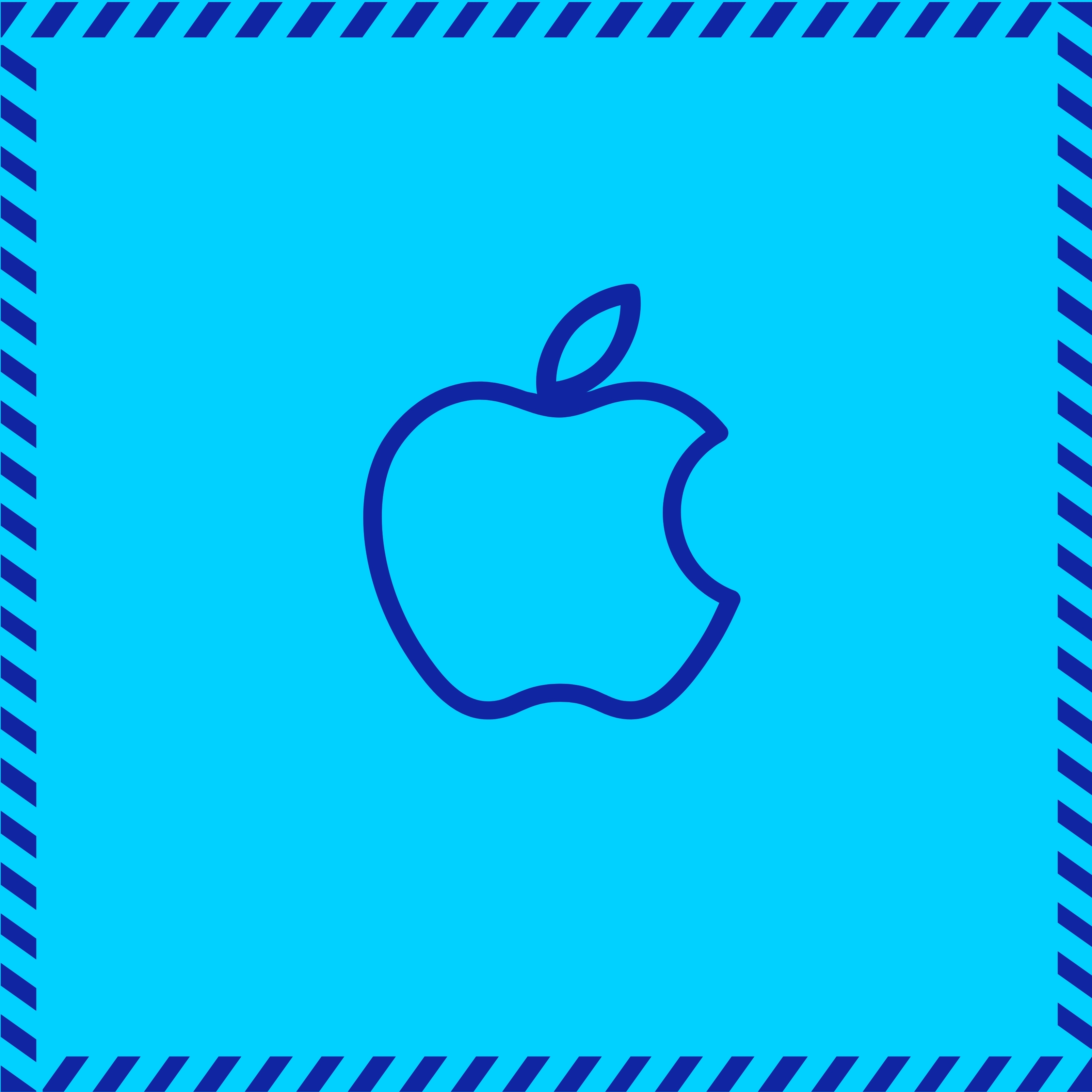 Apple Logo Blue Stripe Border iPad Wallpaper
