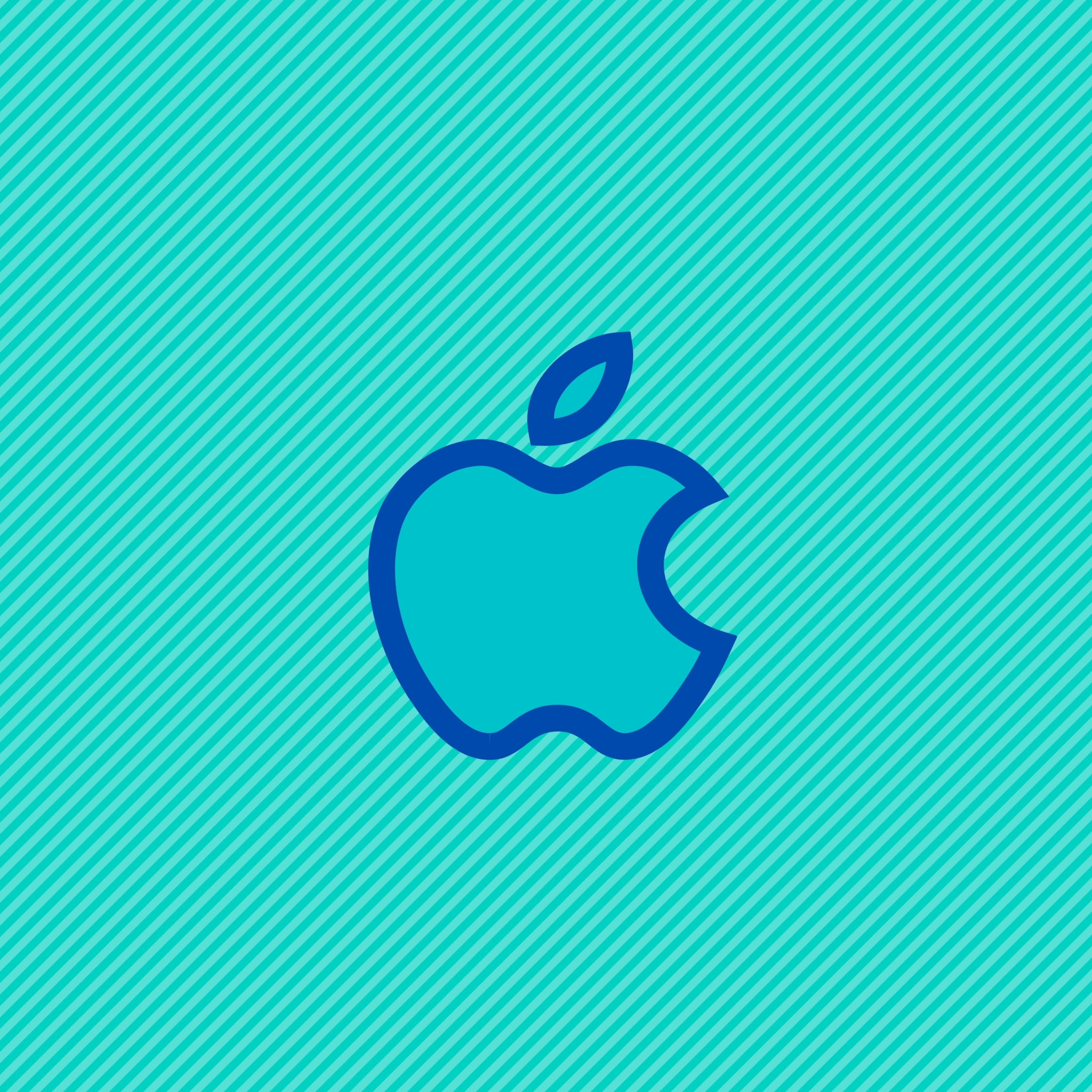 Download HD iPad Wallpapers 4k Apple Logo Blue Stripes Background iPad Wallpaper 3208x3208 pixels 