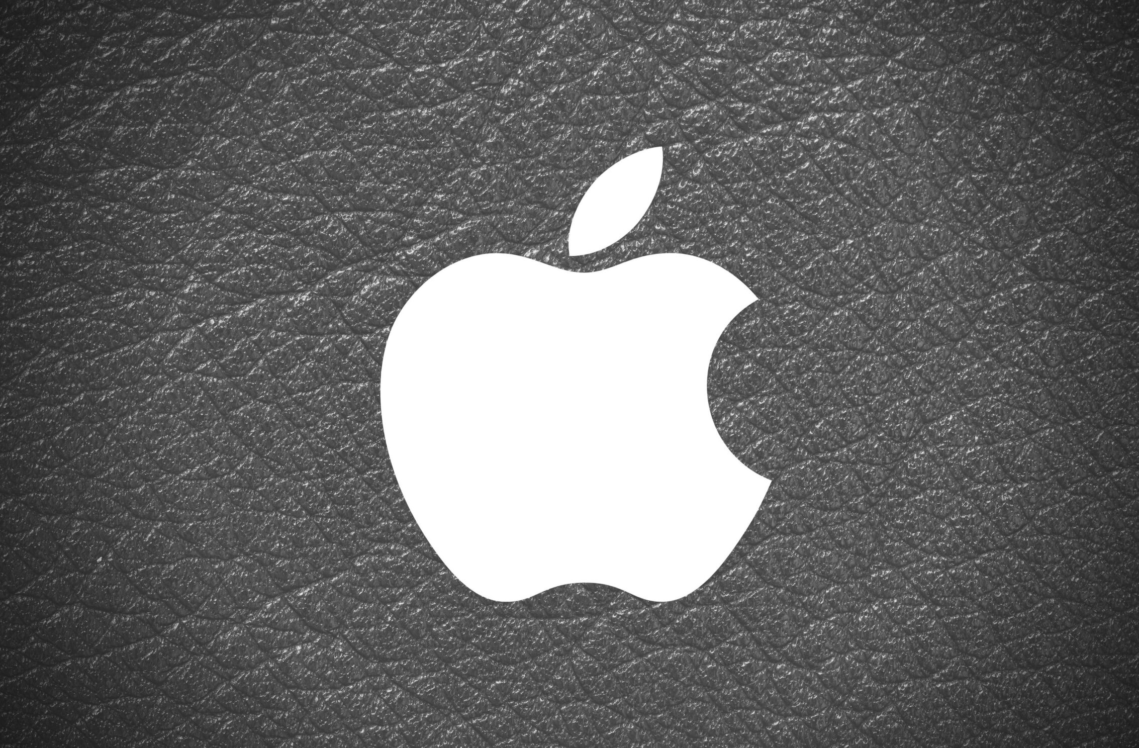 2266x1488 wallpaper Apple Logo Leather Black and White iPad Wallpaper 2266x1488 pixels resolution