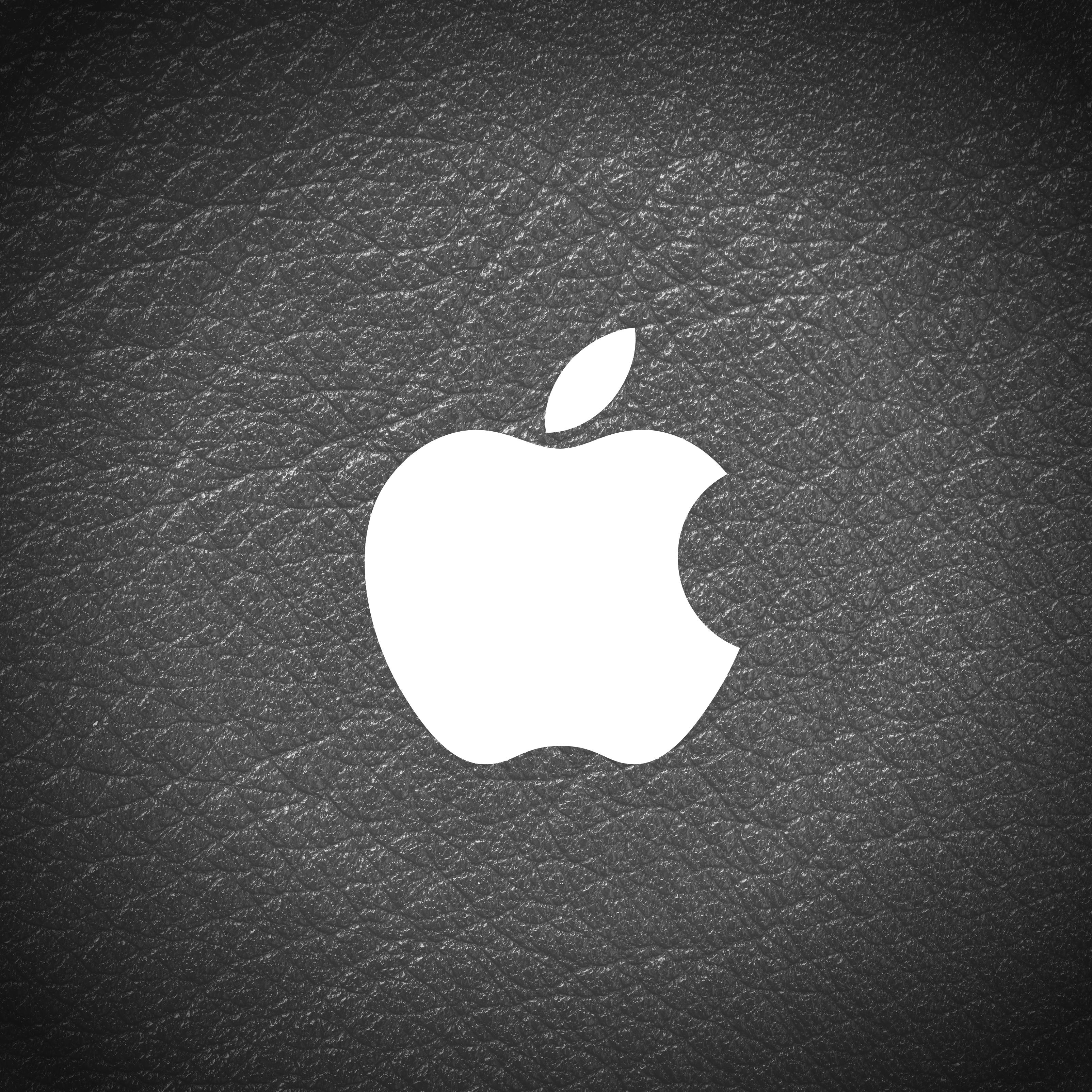 3208x3208 iPad Pro wallpaper 4k Apple Logo Leather Black and White iPad Wallpaper 3208x3208 pixels resolution