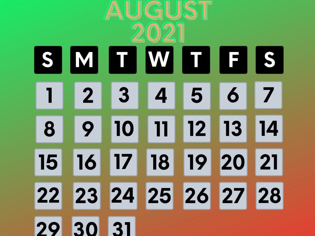 1024x768 wallpaper 4k August 2021 Calendar iPad Wallpaper 1024x768 pixels resolution