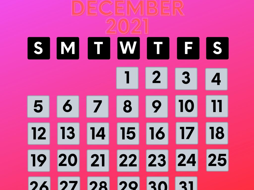 1024x768 wallpaper 4k December 2021 Calendar iPad Wallpaper 1024x768 pixels resolution