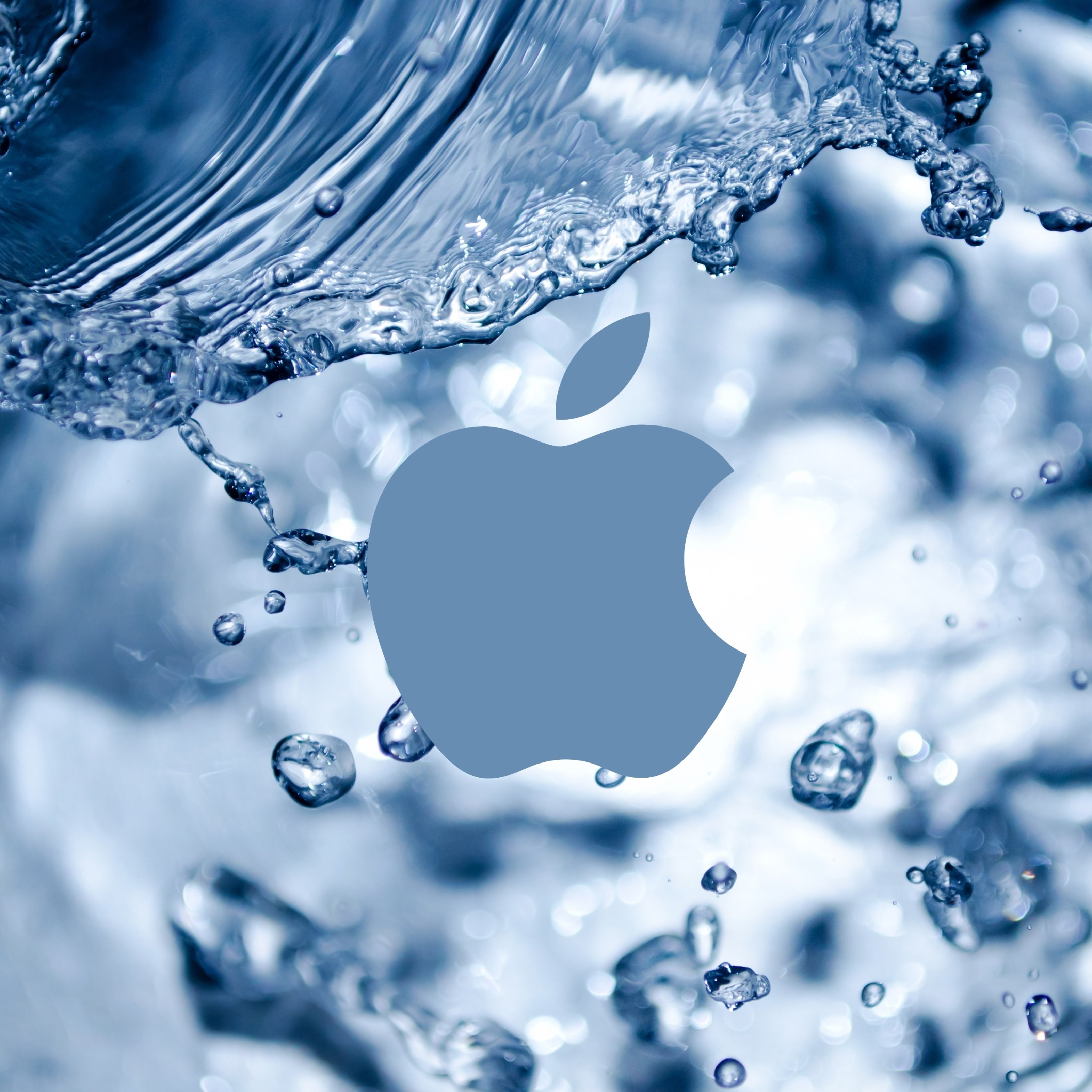 Grey Apple Logo Water Splash iPad Wallpaper