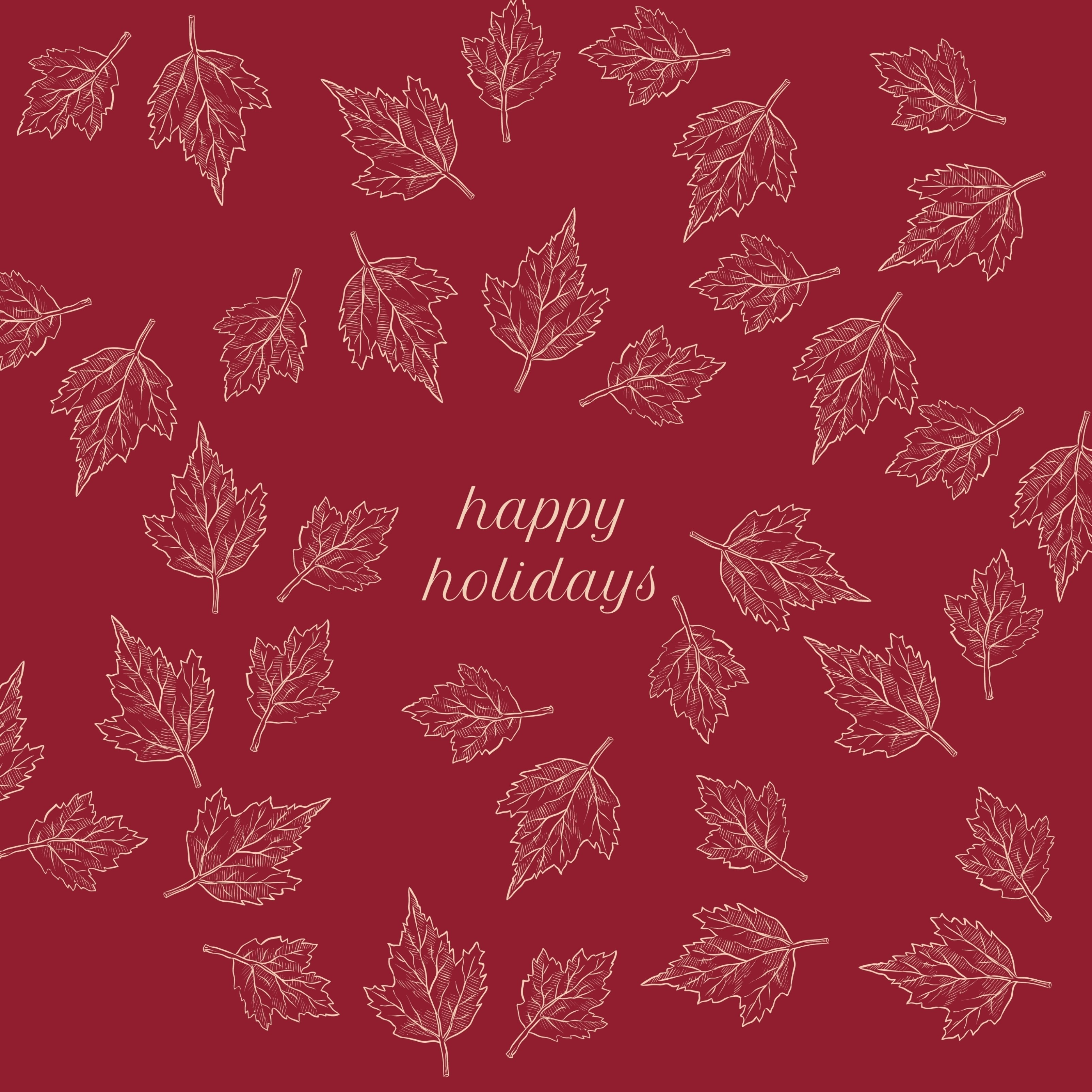 Happy Holidays Vintage Leaves iPad Wallpaper