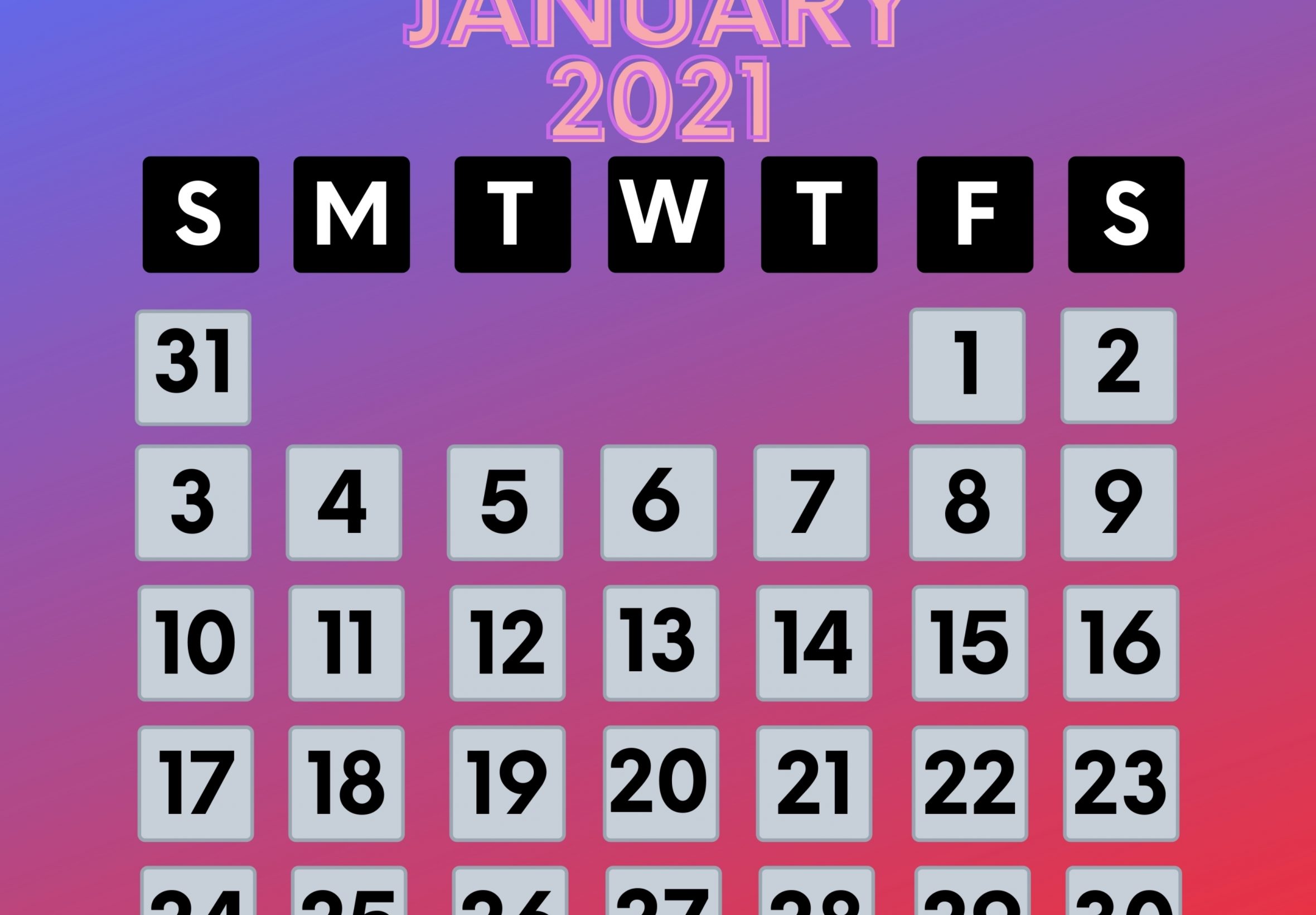2360x1640 iPad Air wallpaper 4k January 2021 Calendar iPad Wallpaper 2360x1640 pixels resolution
