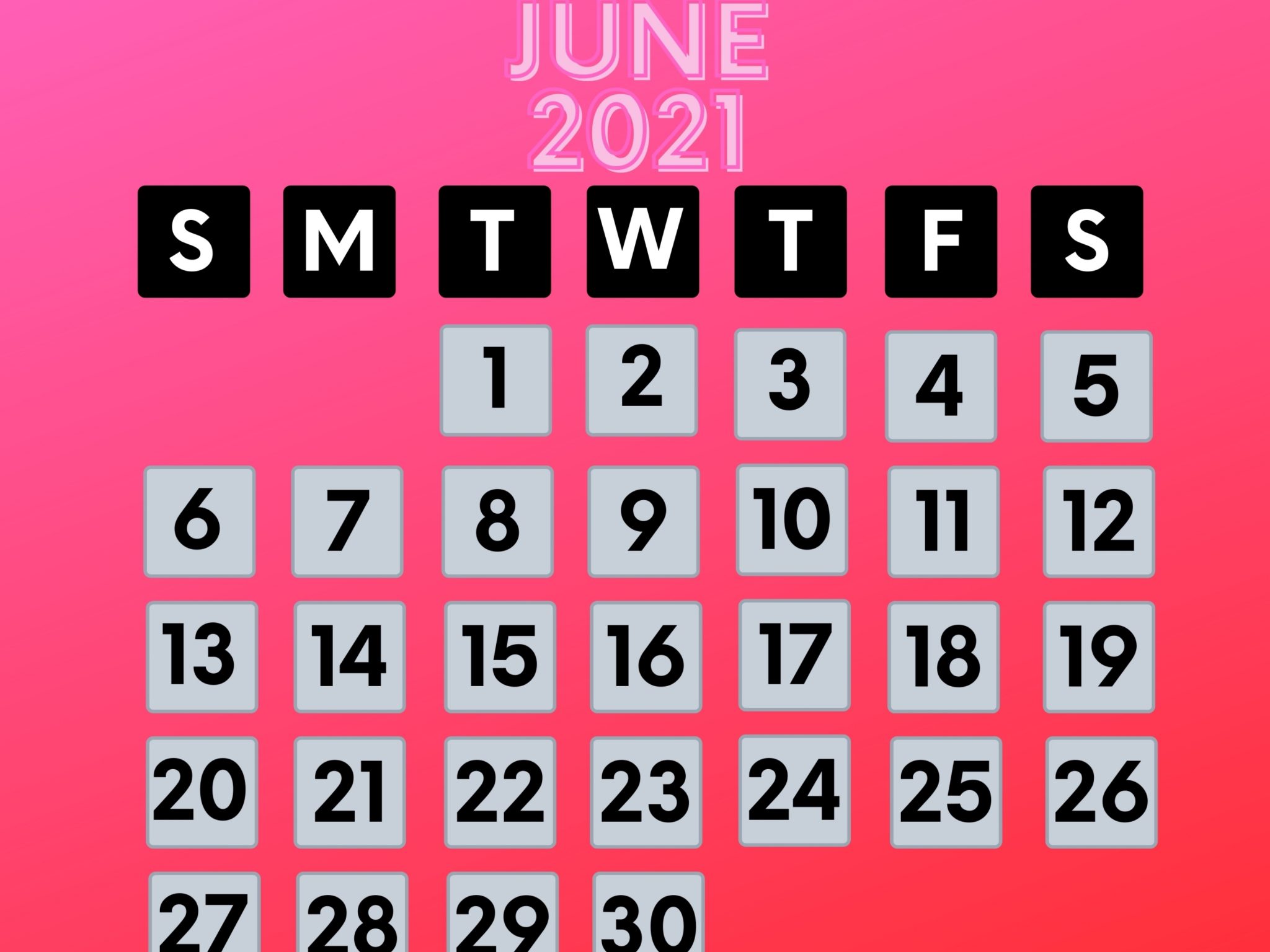 2048x1536 wallpaper June 2021 Calendar iPad Wallpaper 2048x1536 pixels resolution