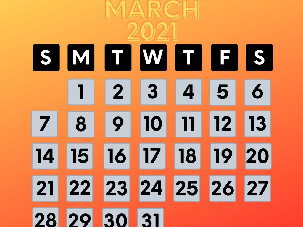 1024x768 wallpaper 4k March 2021 Calendar iPad Wallpaper 1024x768 pixels resolution