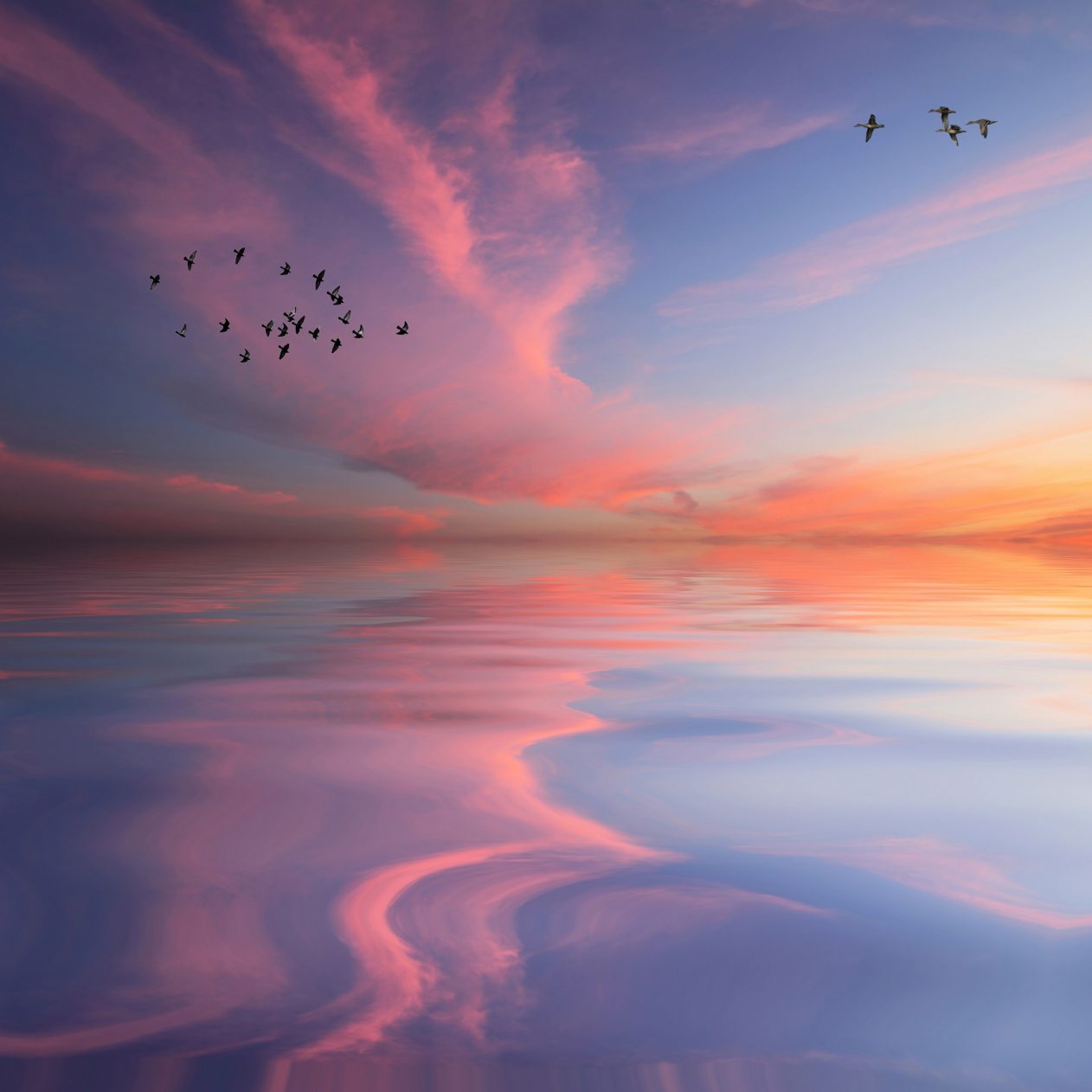 1262x1262 Parallax wallpaper 4k Nature Sunrise Sky Sea iPad Wallpaper 1262x1262 pixels resolution