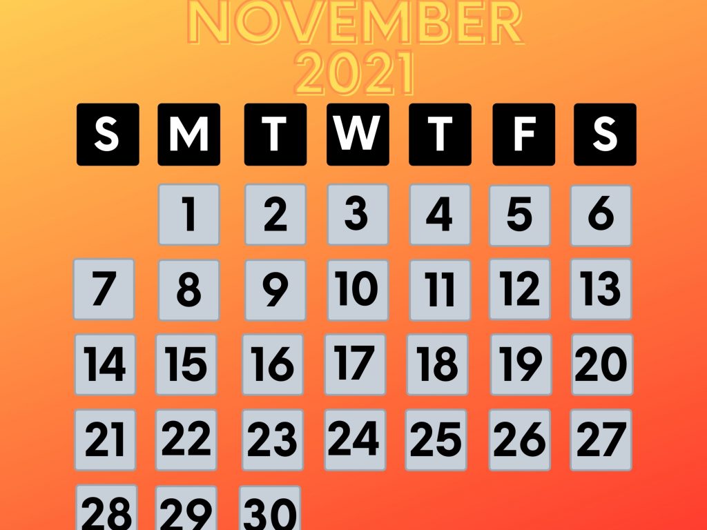 1024x768 wallpaper 4k November 2021 Calendar iPad Wallpaper 1024x768 pixels resolution