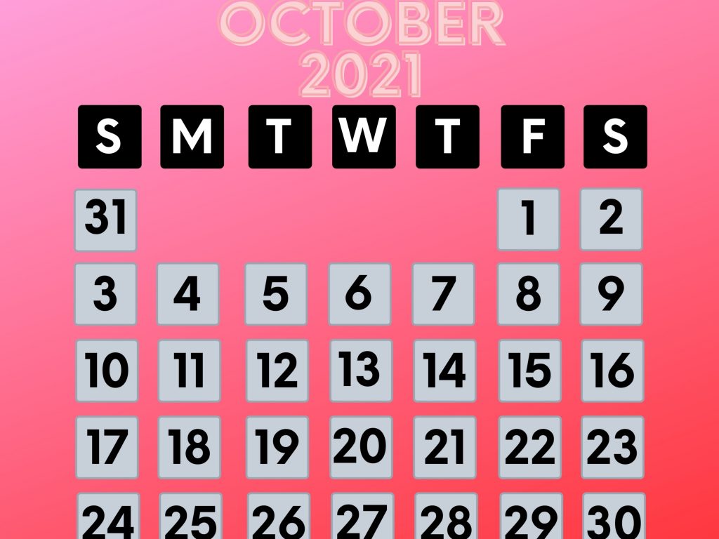 1024x768 wallpaper 4k October 2021 Calendar iPad Wallpaper 1024x768 pixels resolution