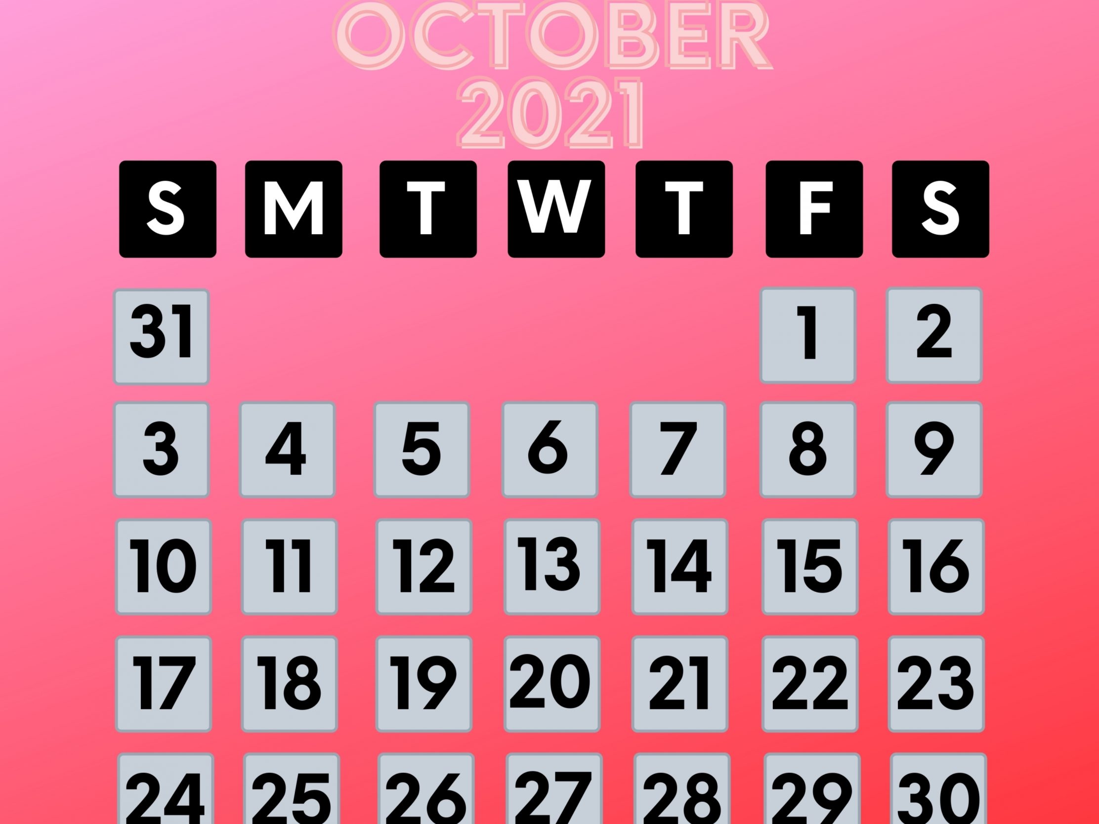 2224x1668 iPad Pro wallpapers October 2021 Calendar iPad Wallpaper 2224x1668 pixels resolution