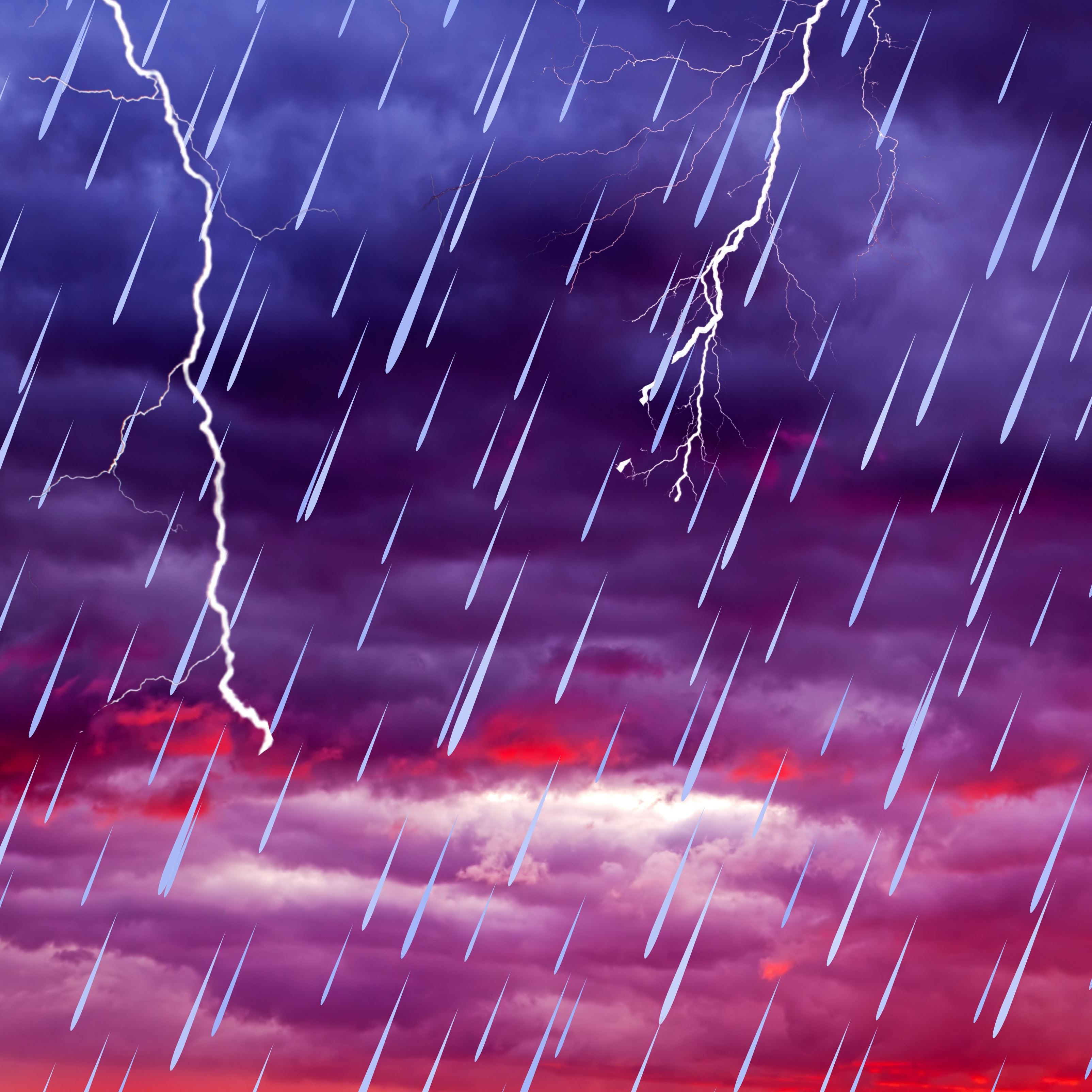 Rain Lightning Dark Clouds Weather iPad Wallpaper