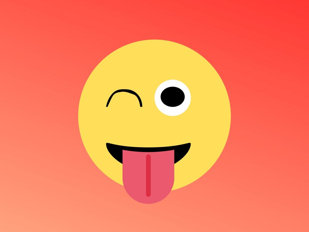 1024x768 wallpaper 4k Winking Face Tongue Red Background iPad Wallpaper 1024x768 pixels resolution