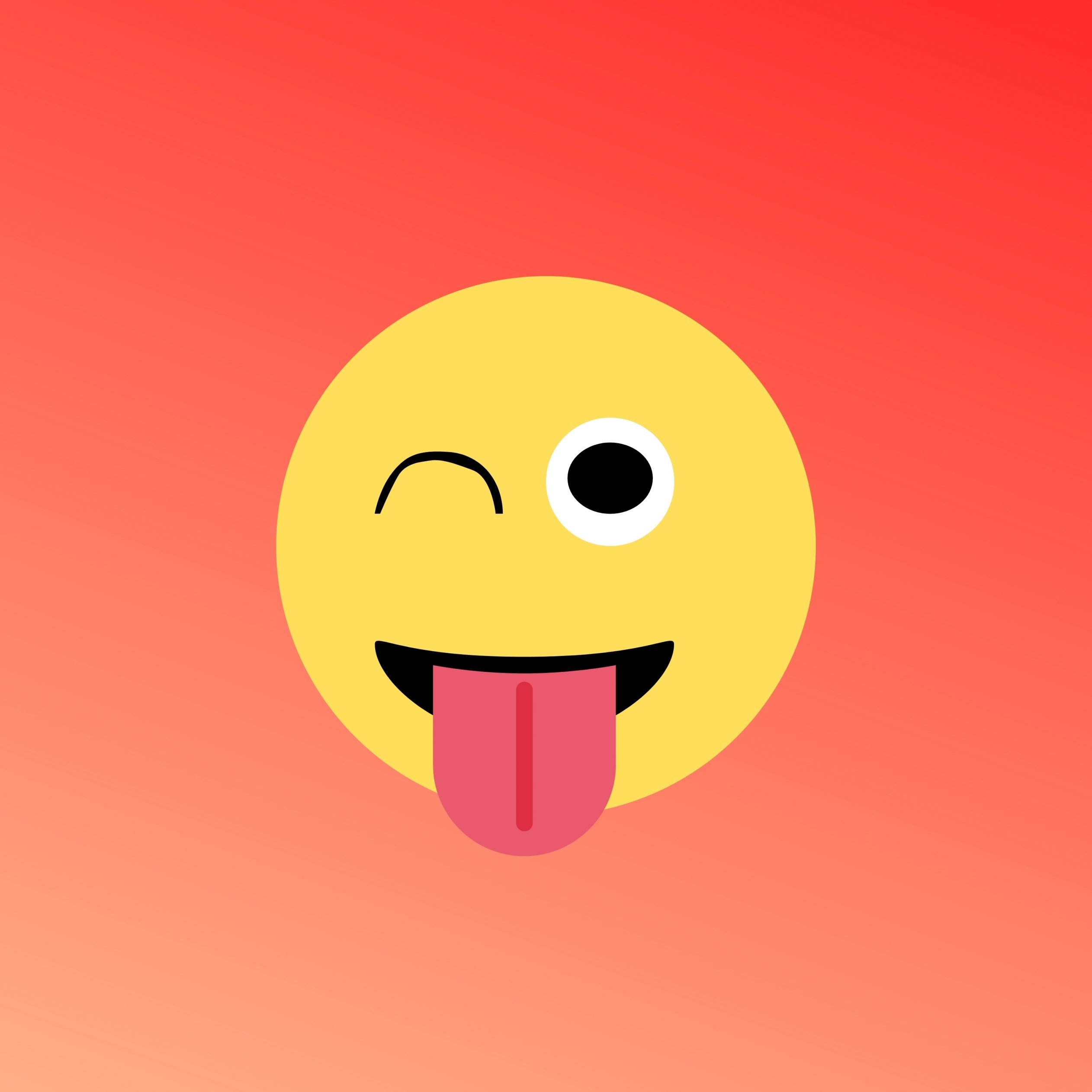 2524x2524 Parallax wallpaper 4k Winking Face Tongue Red Background iPad Wallpaper 2524x2524 pixels resolution