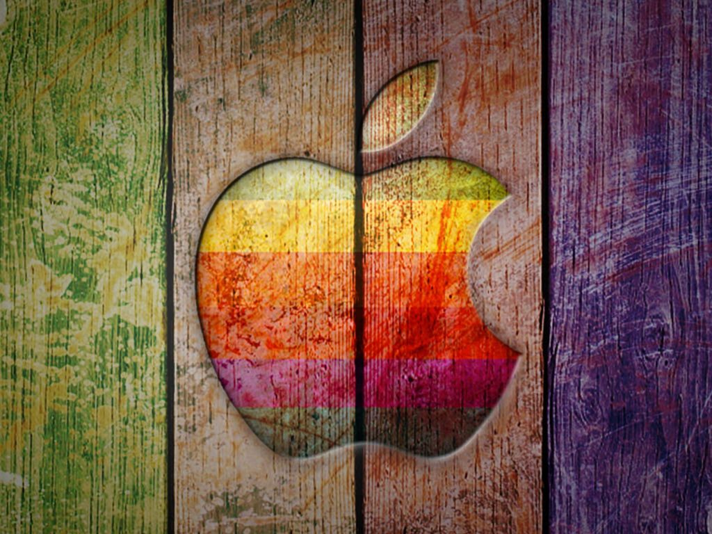 1024x768 wallpaper 4k Apple Logo on Colorful Wood Ipad Wallpaper 1024x768 pixels resolution