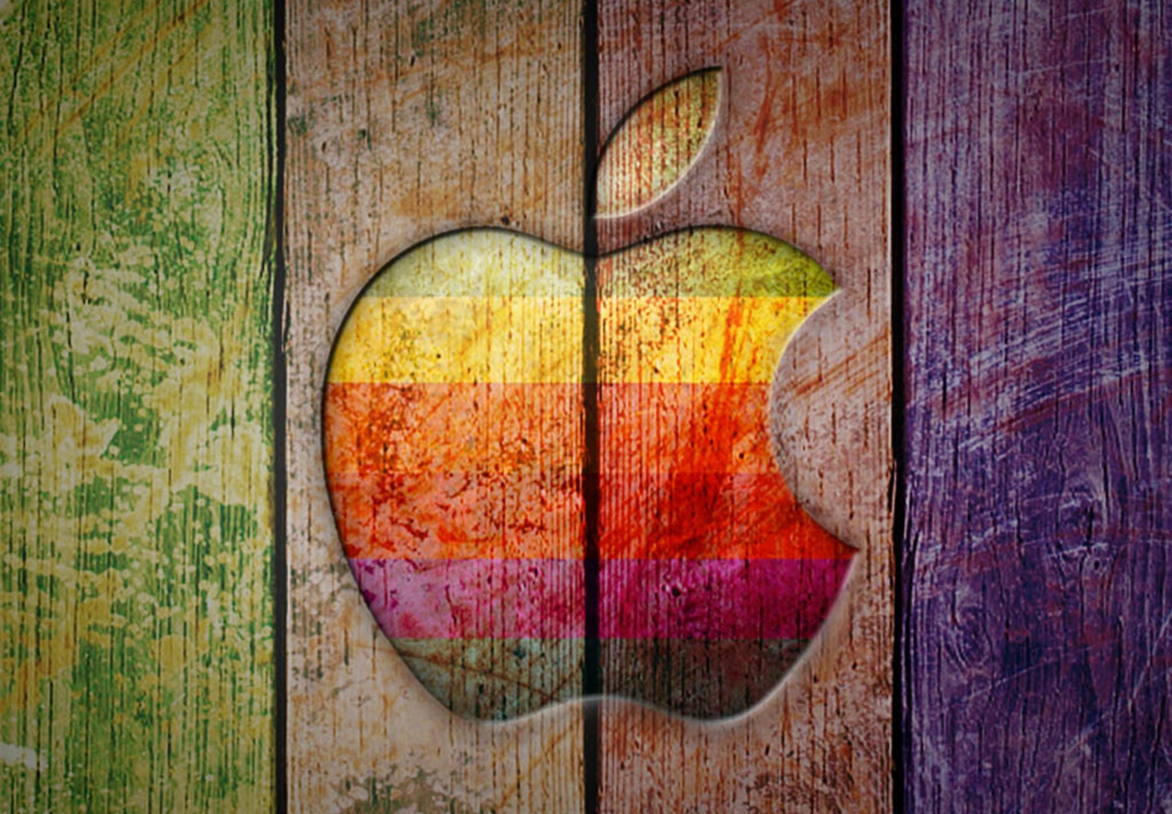 2360x1640 iPad Air wallpaper 4k Apple Logo on Colorful Wood Ipad Wallpaper 2360x1640 pixels resolution