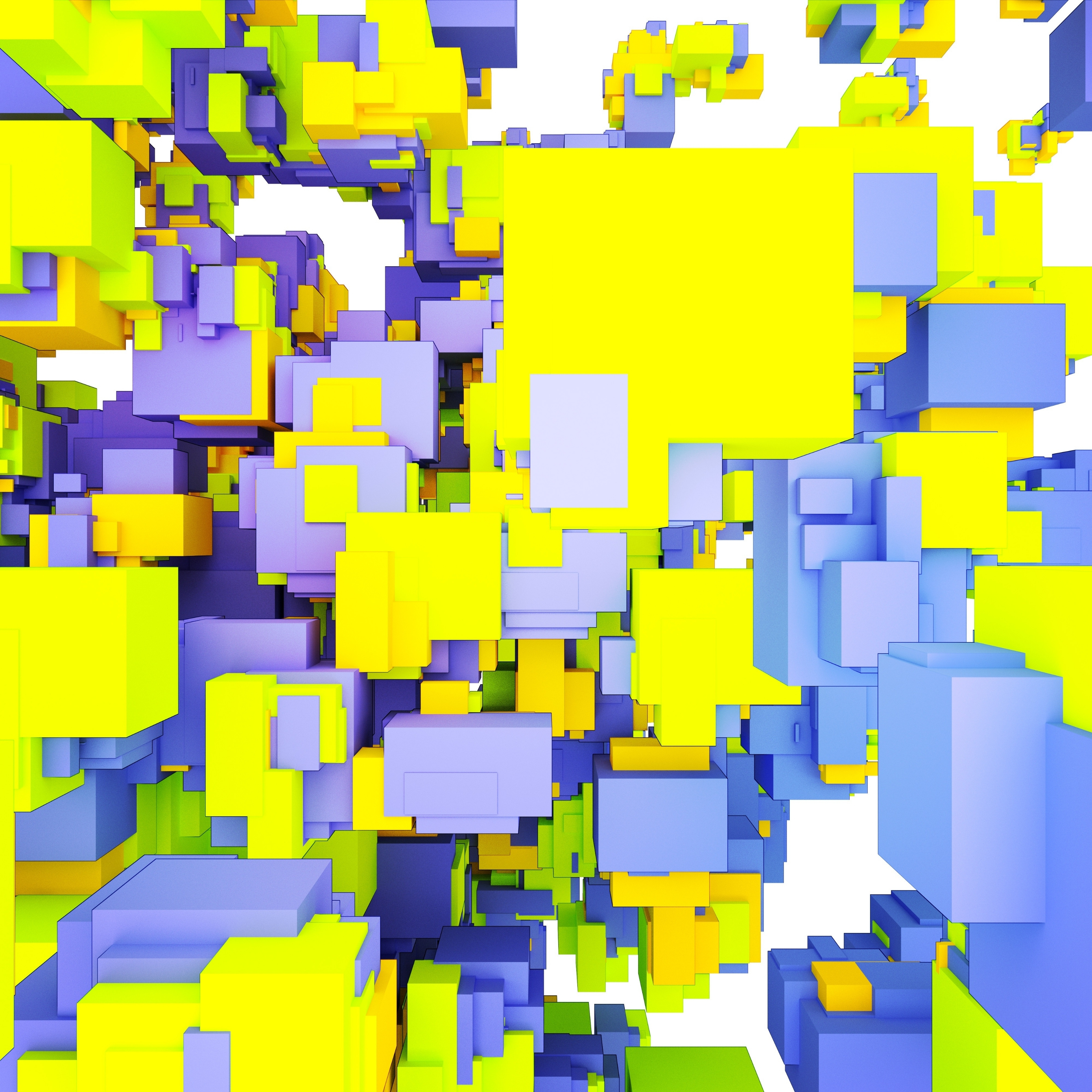 Abstract Cubes Yellow Blue Colorful iPad Wallpaper
