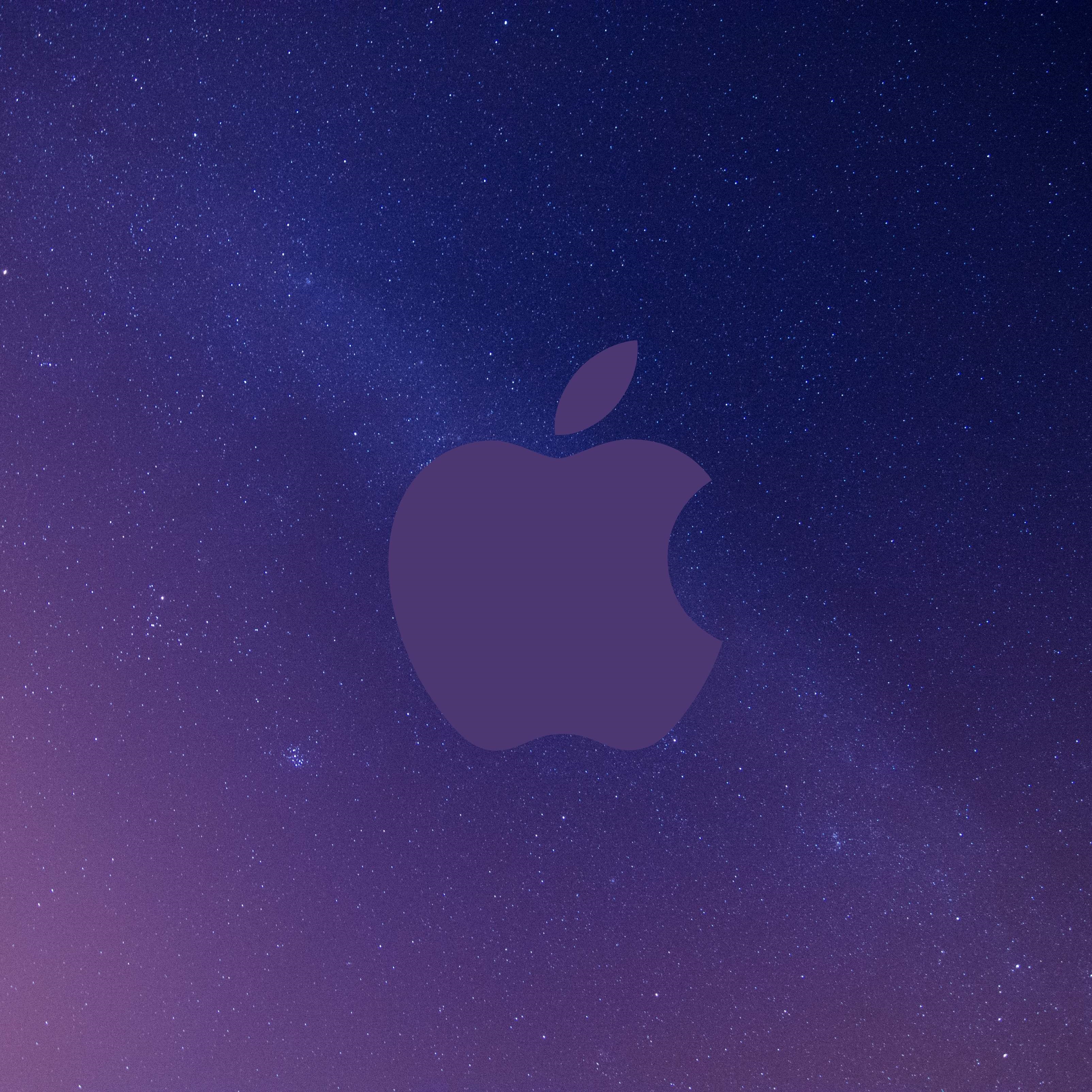Apple Logo Grey Sky Night Stars Space iPad Wallpaper
