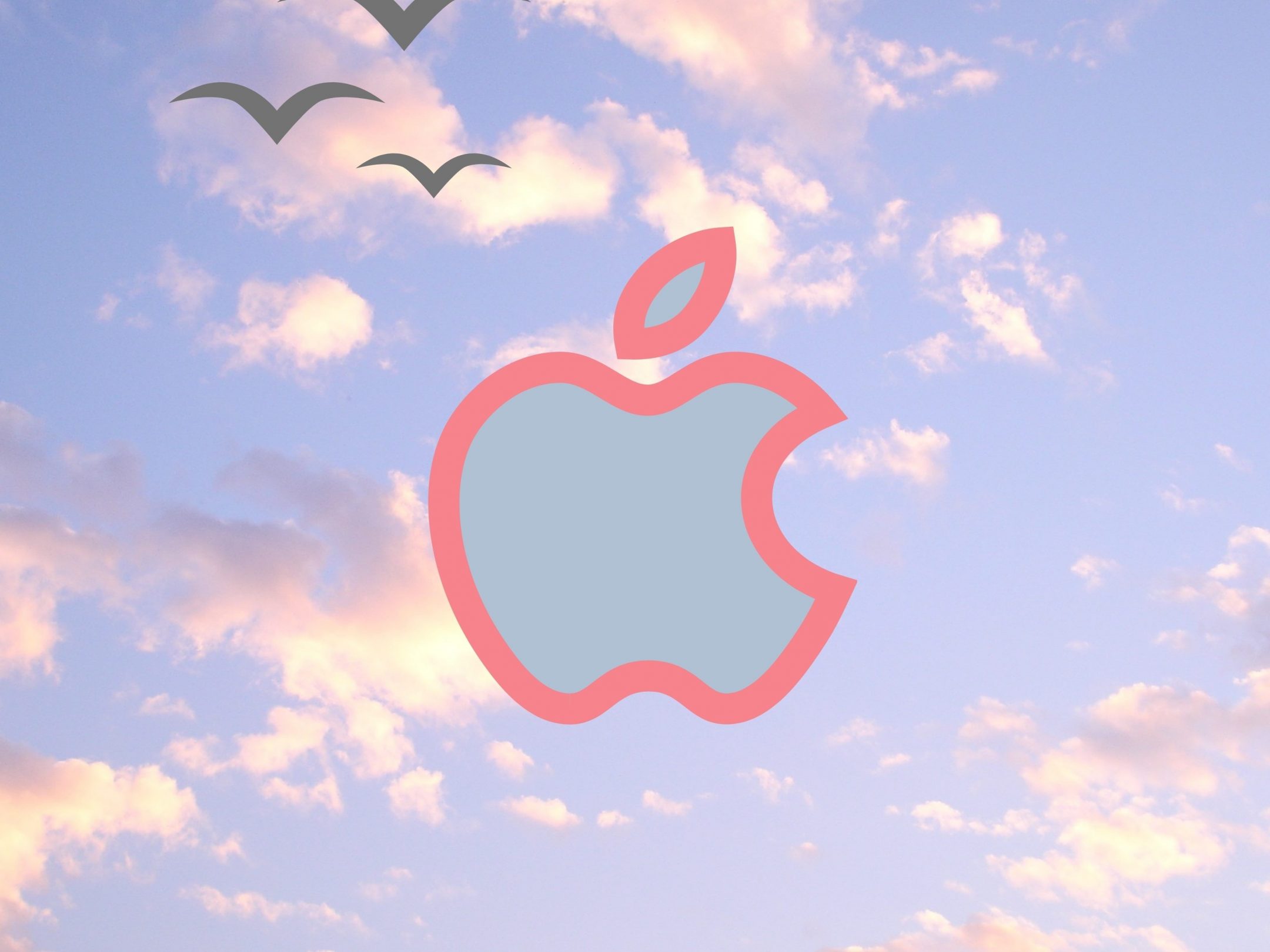 2160x1620 iPad wallpaper 4k Apple Logo Pink Blue Sky Clouds Birds iPad Wallpaper 2160x1620 pixels resolution