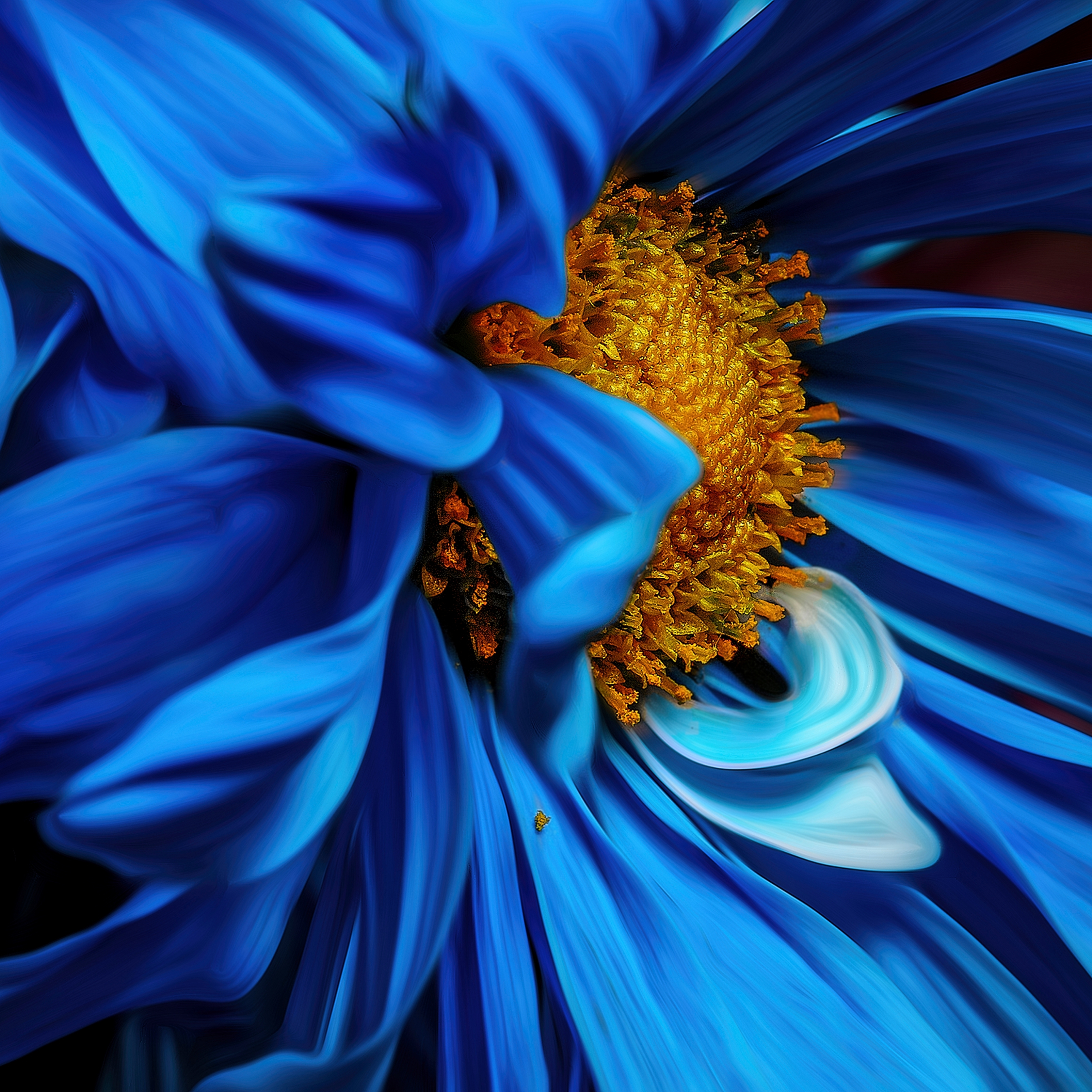 Beautiful Blue Flower Focus Petals iPad Wallpaper