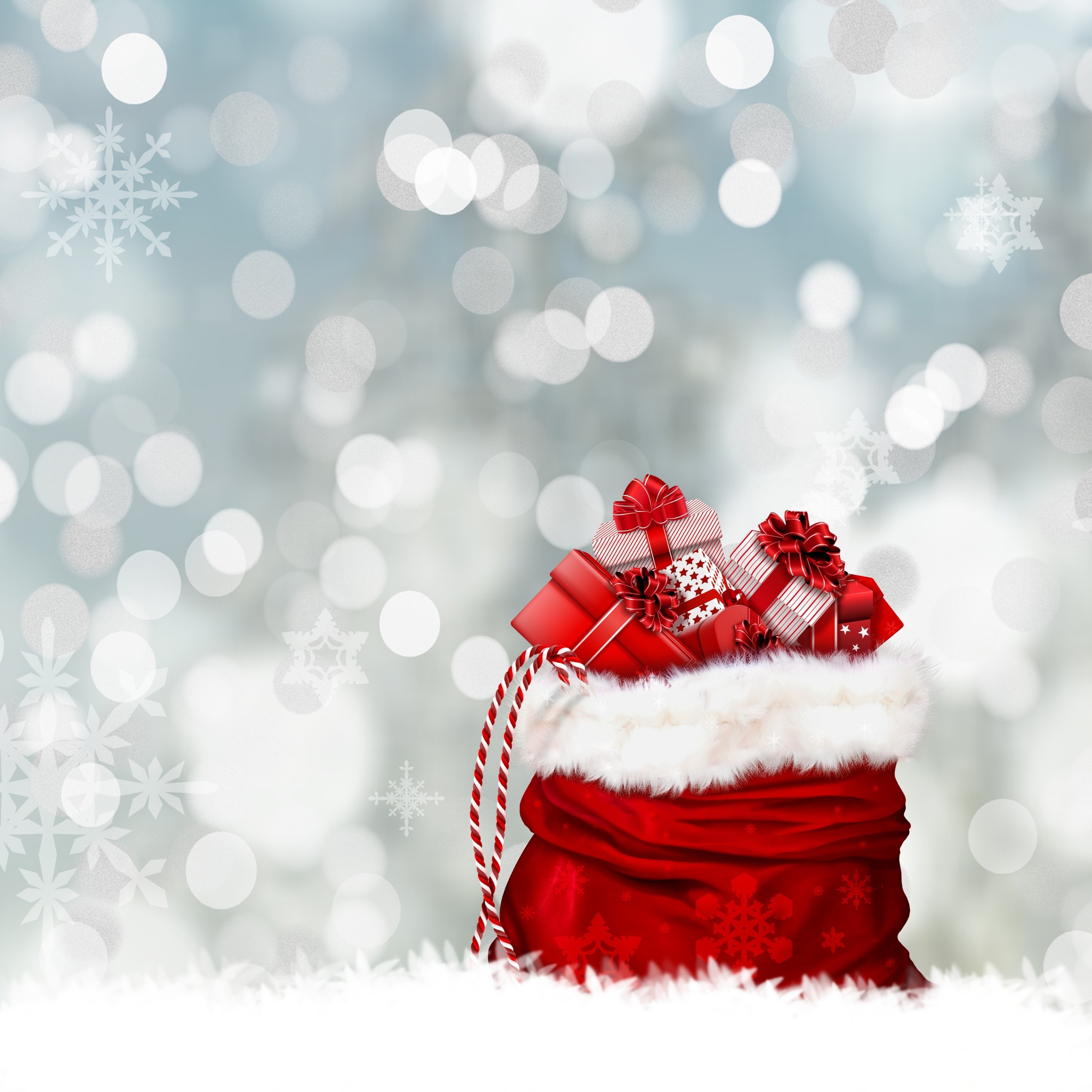 Christmas Gift Bag Winter Time iPad Wallpaper