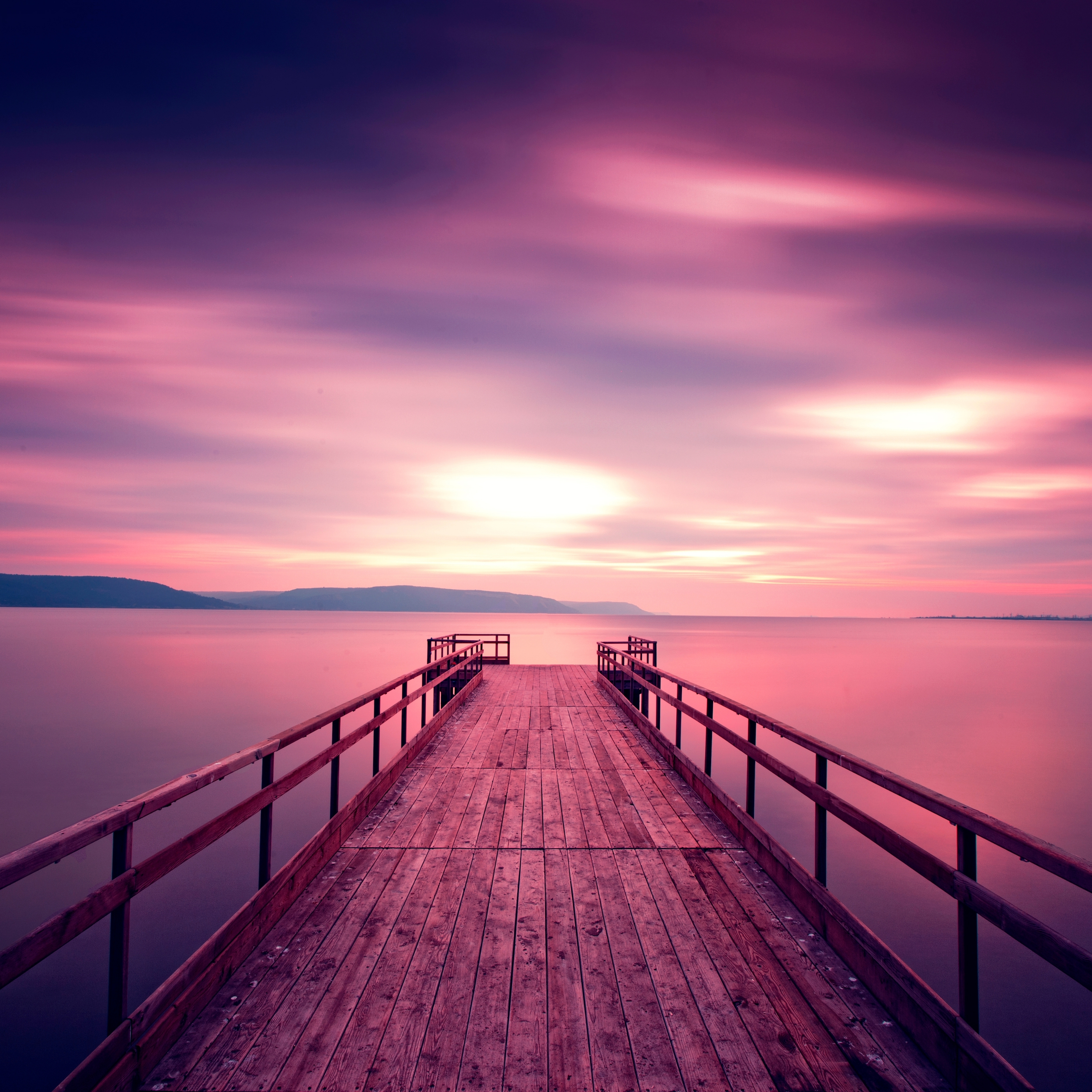 Purple Sky Clouds Seascape Scenery iPad Wallpaper