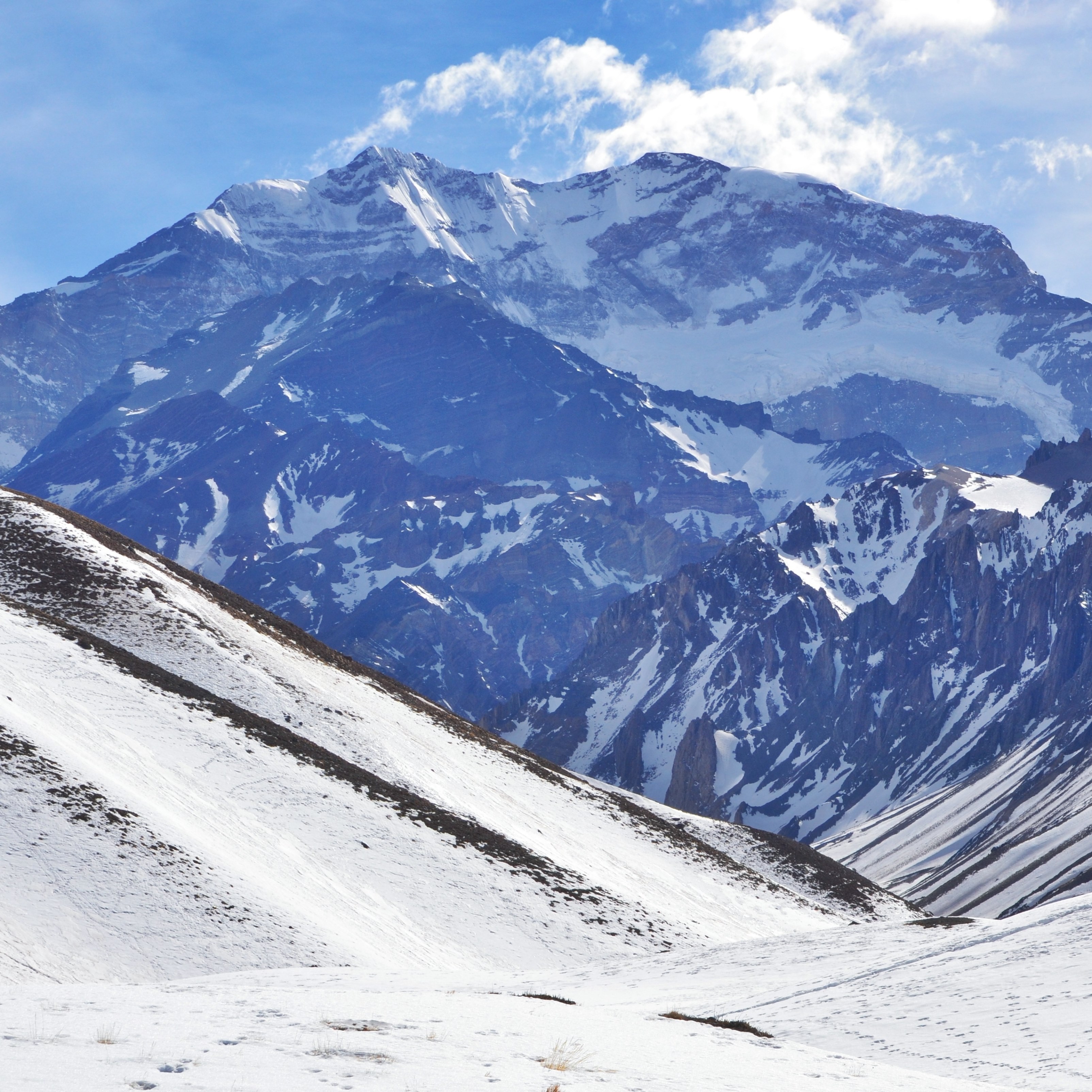 Winter Snow Mountain Blue Sky Clouds iPad Wallpaper