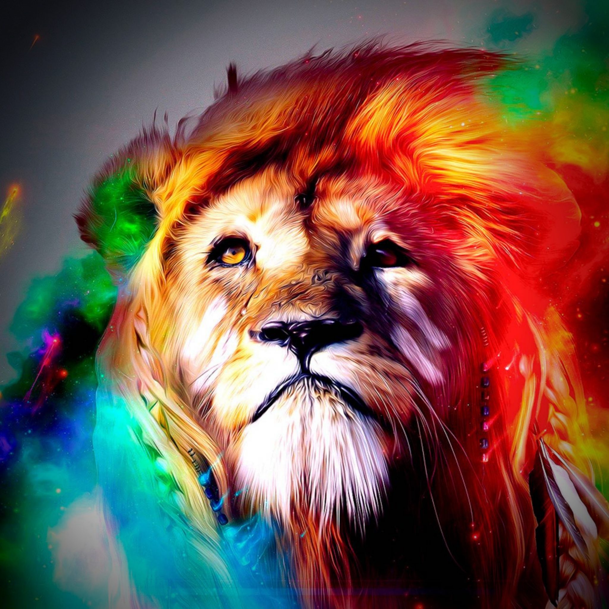 2048x2048 wallpapers iPad retina Lion Colorful Face iPad Wallpaper 2048x2048 pixels resolution