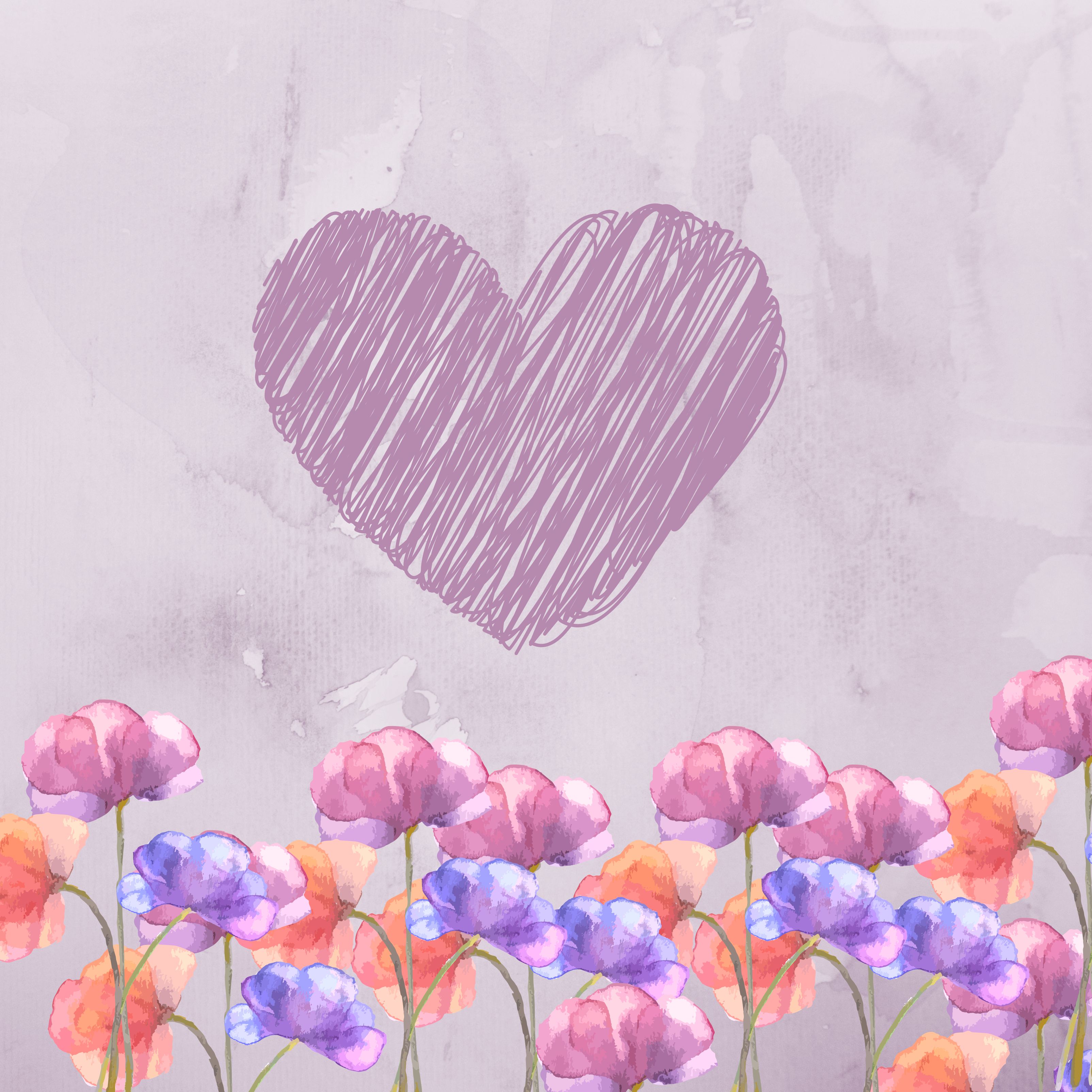 iPad Wallpapers Heart Floral Pastels Ipad Wallpaper 3208x3208 px