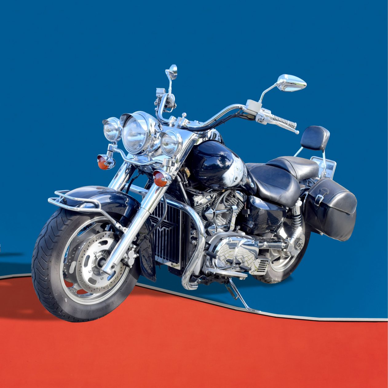 1262x1262 Parallax wallpaper 4k Motorbike Blue Dividing Red Ipad Wallpaper 1262x1262 pixels resolution
