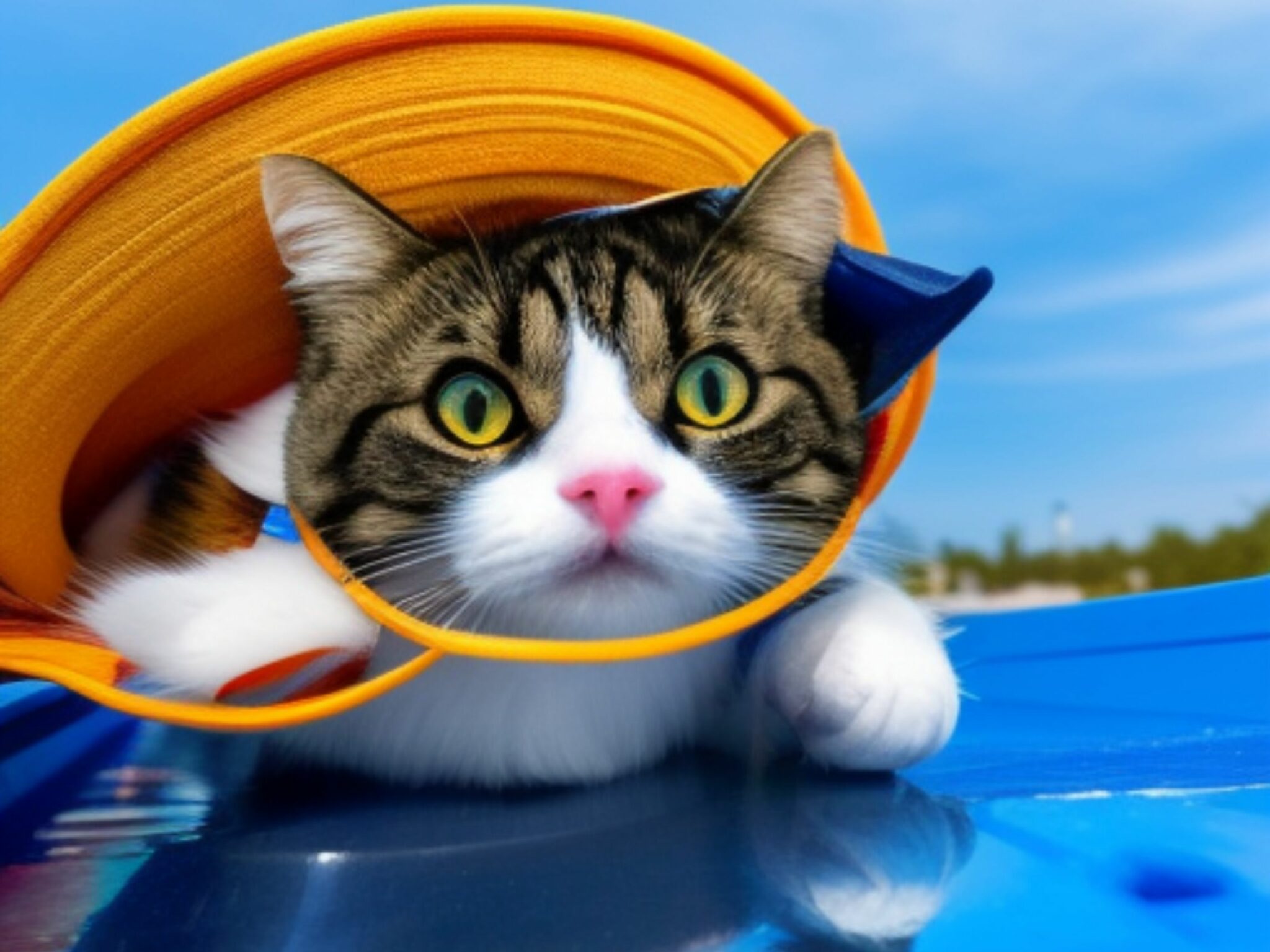 2048x1536 wallpaper Cat With a Hat Looking iPad Wallpaper 2048x1536 pixels resolution