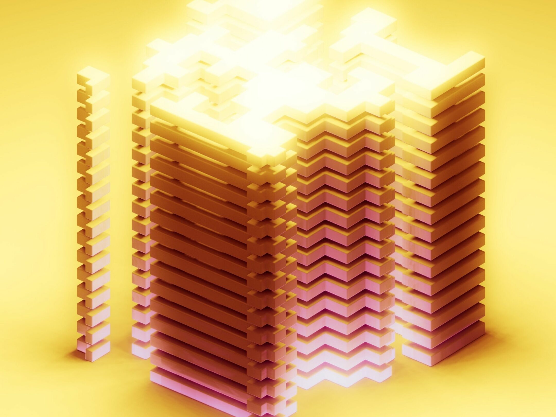 2160x1620 iPad wallpaper 4k 3D Building Yellow Background iPad Wallpaper 2160x1620 pixels resolution