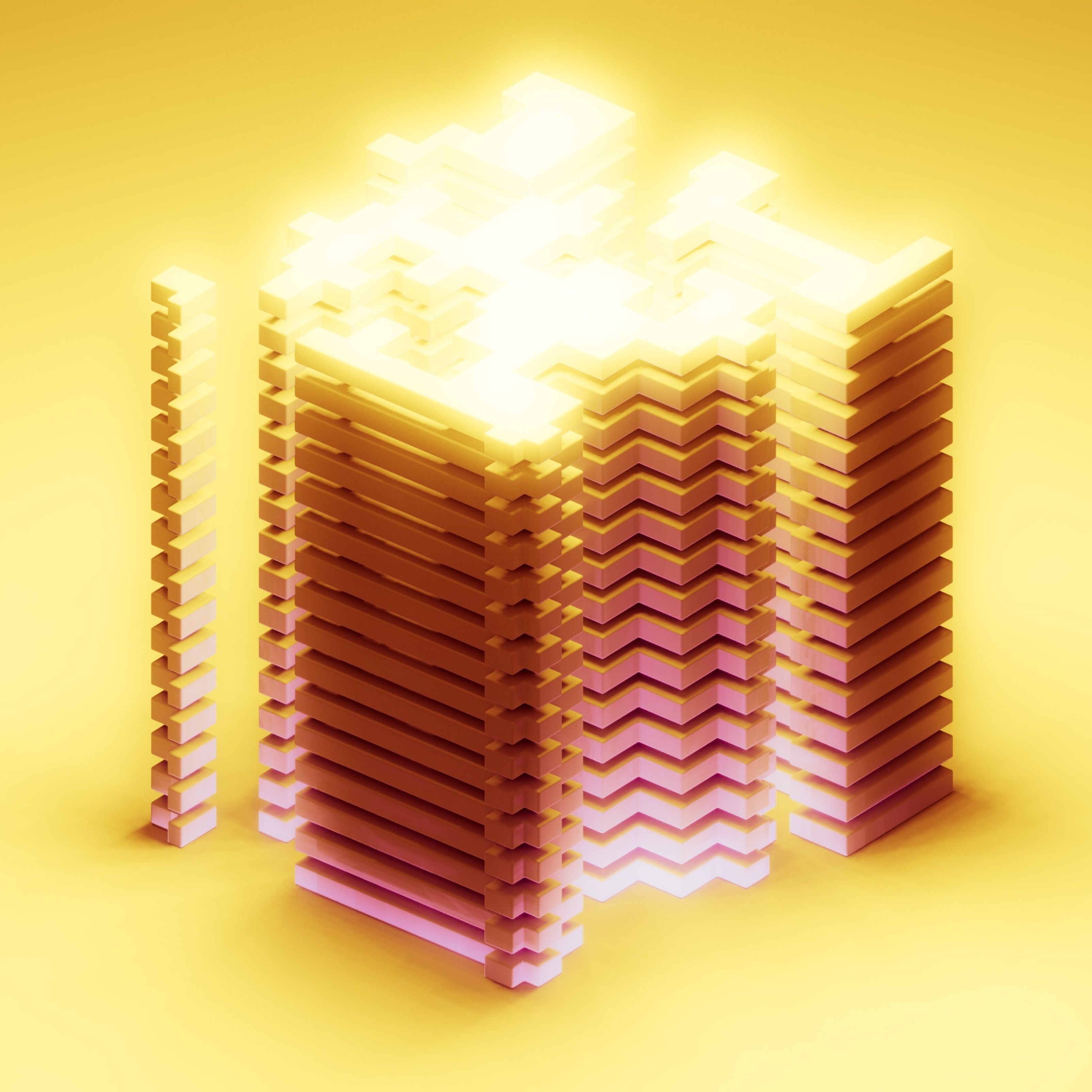 3D Building Yellow Background iPad Wallpaper
