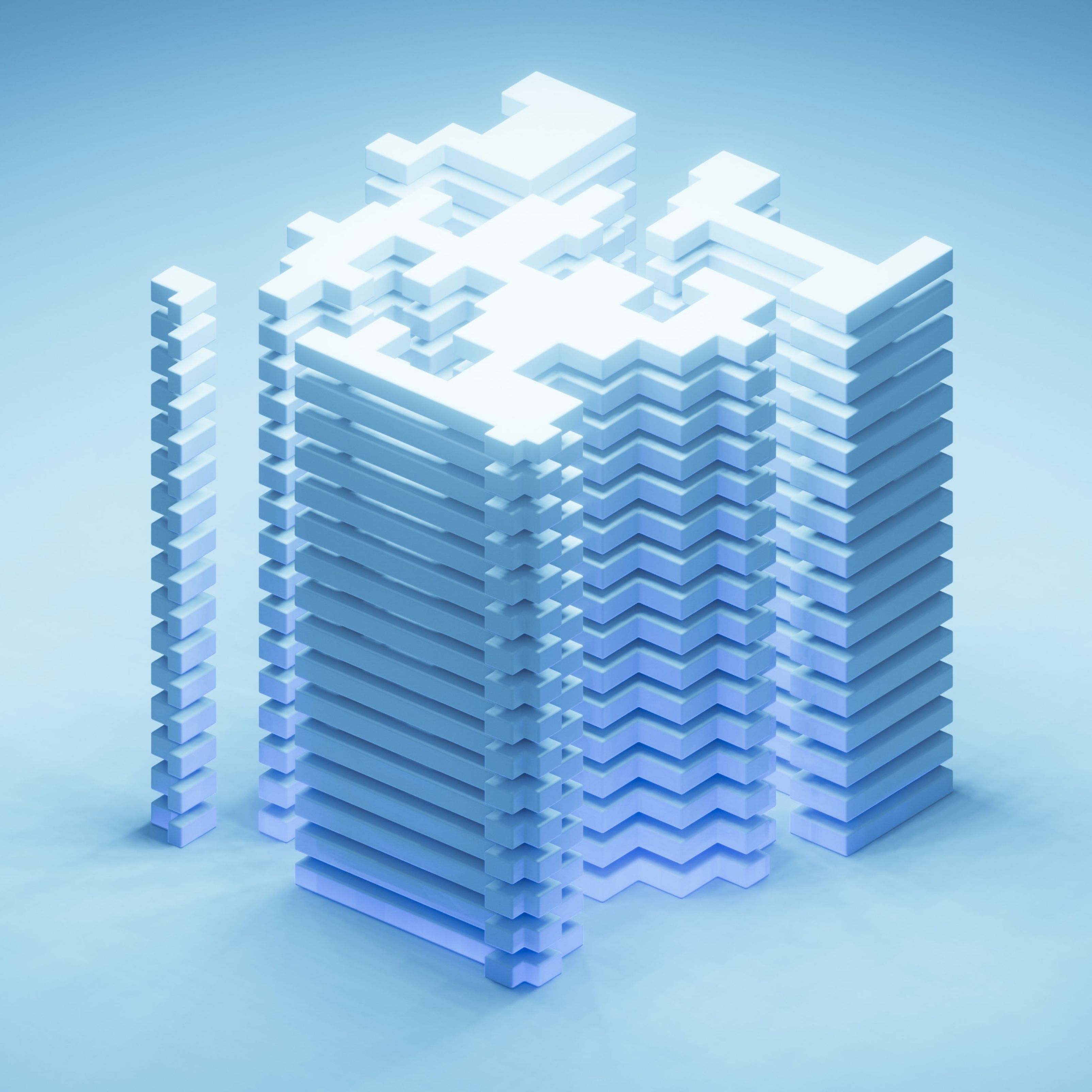 Building 3d Blue Background iPad Wallpaper